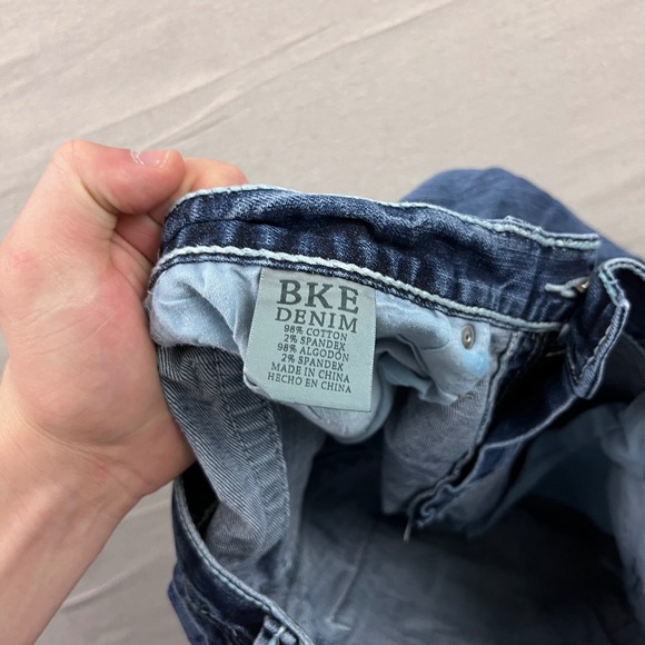 BKE Derek Straight Leg Jeans Mens 29R Blue Good Contrast Stitch Embroidered - Picture 5 of 9